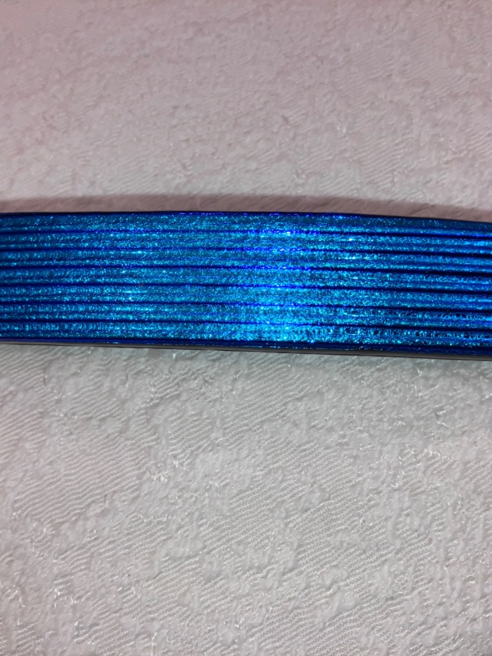 Dichronic fused glass barrette, 5", bright blue